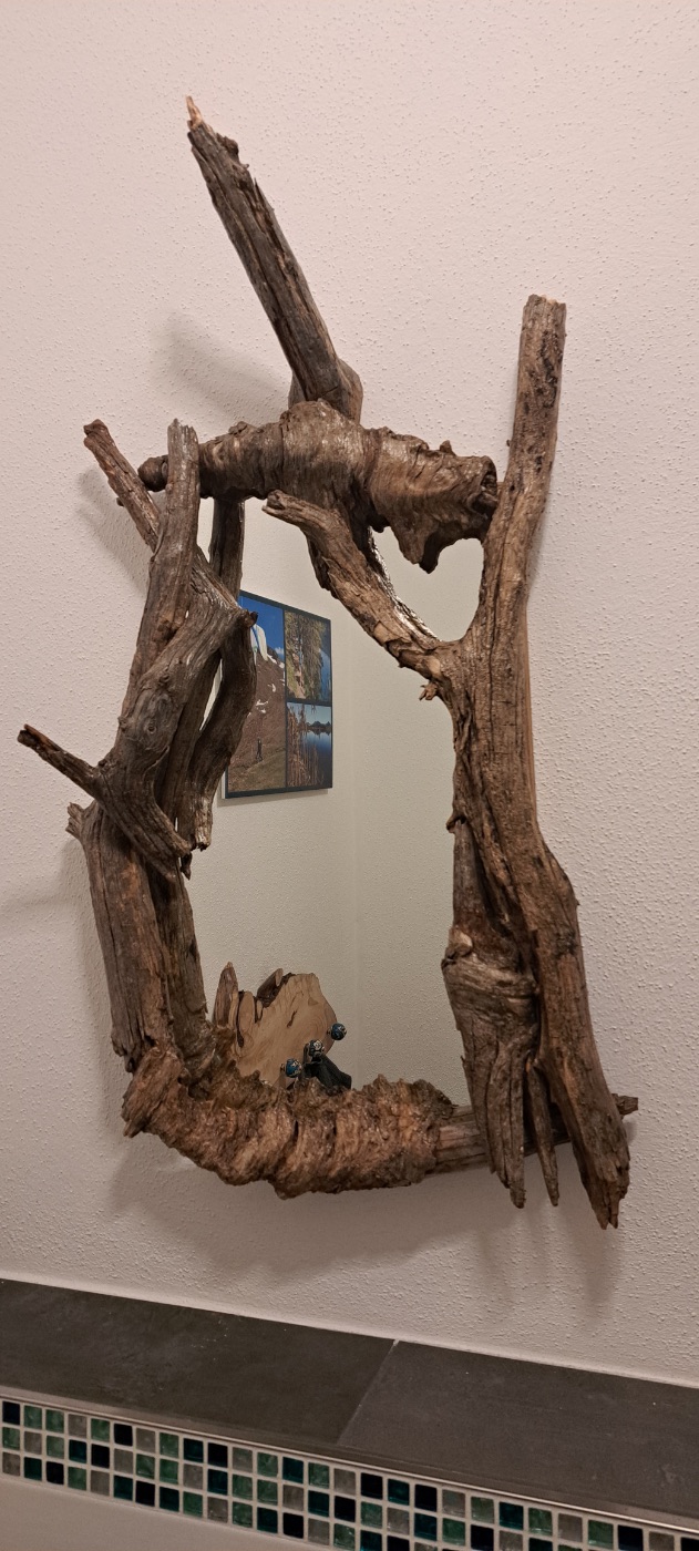 Spiegel mit Wurzelrahmen
